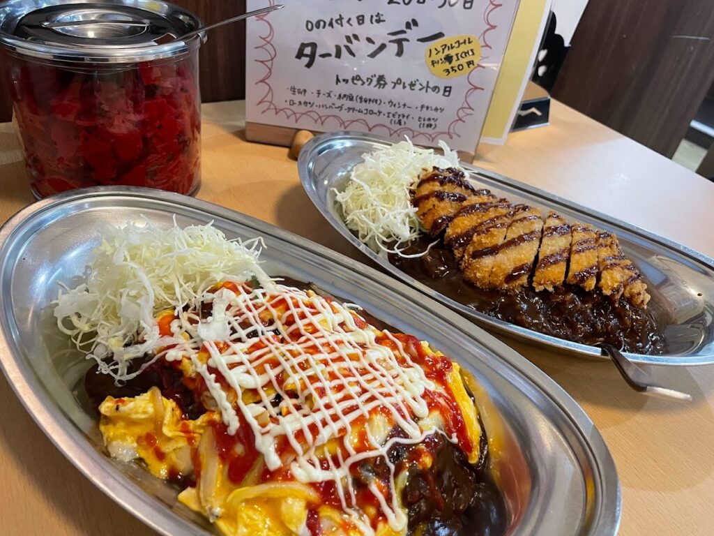 ターバンカレーのロースかつカレー、糸田店限定メニューの野菜玉子カレー